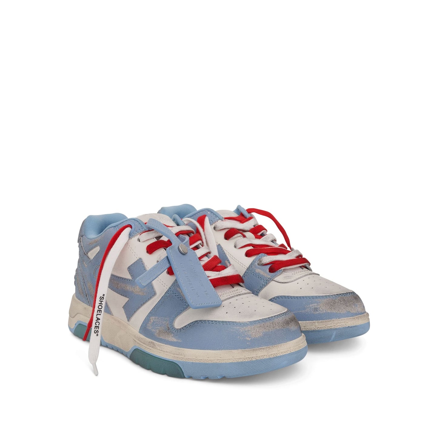 Out Of Office Vintage Leather Sneaker in White/Light Blue