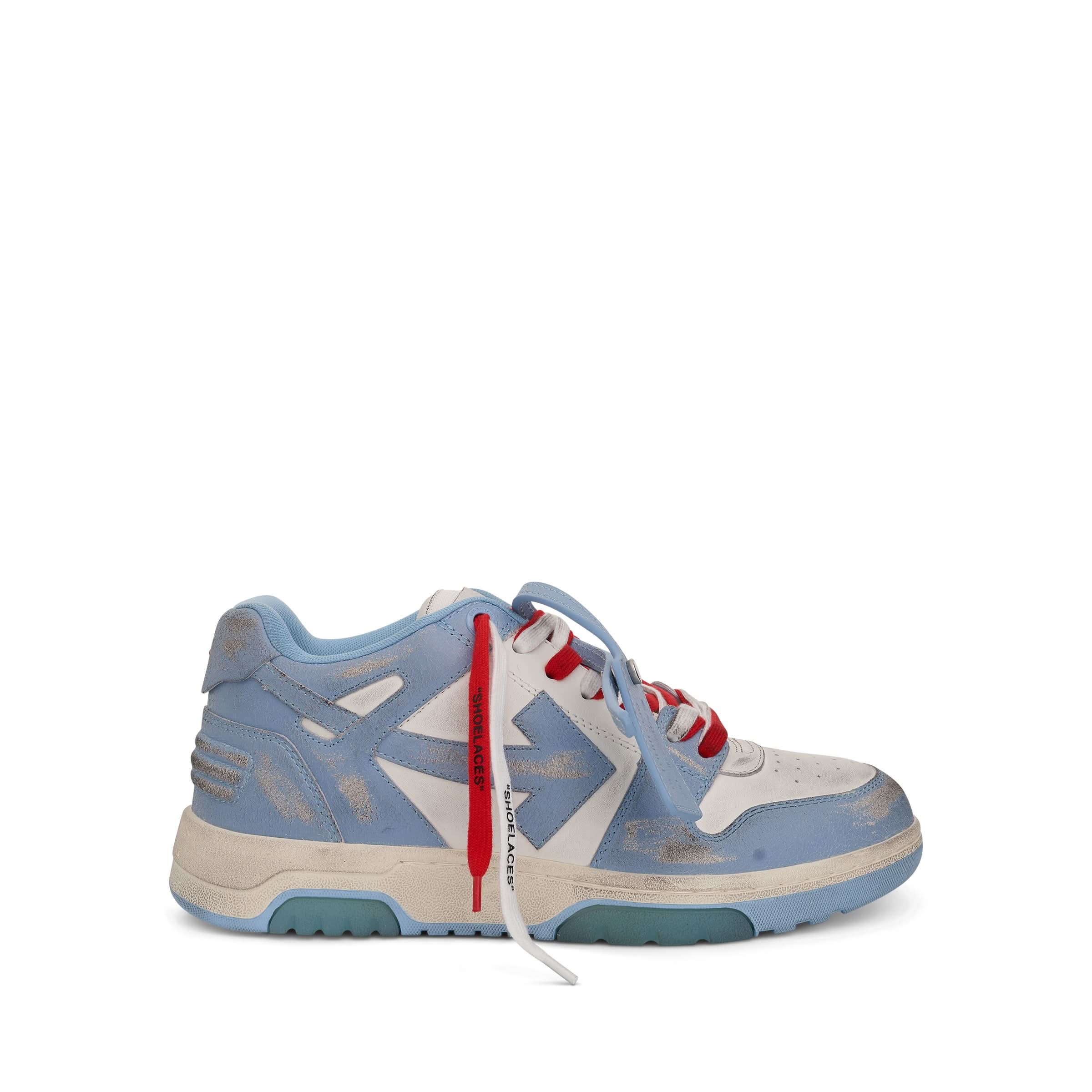 Out Of Office Vintage Leather Sneaker in White/Light Blue