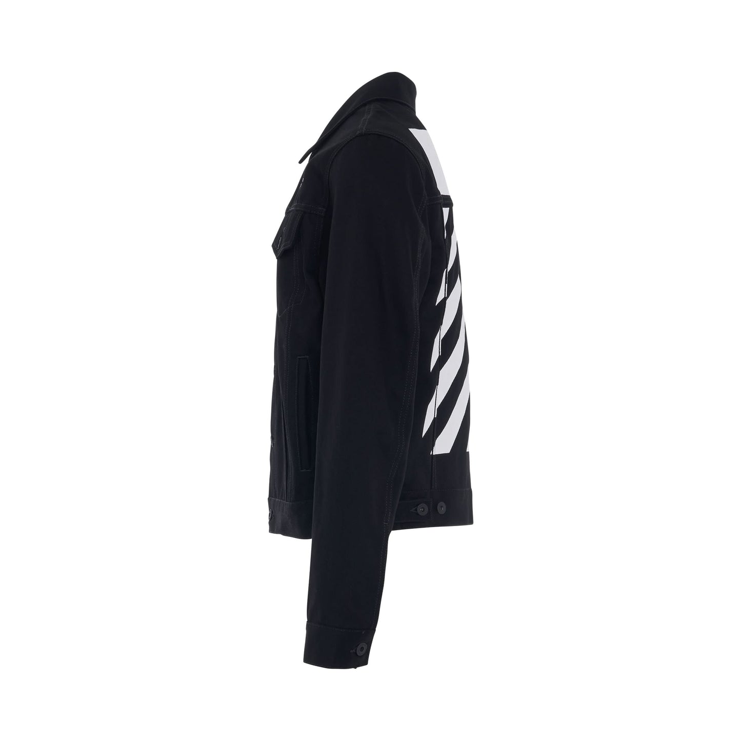 Diagonal Tab Slim Fit Denim Jacket in Black/White