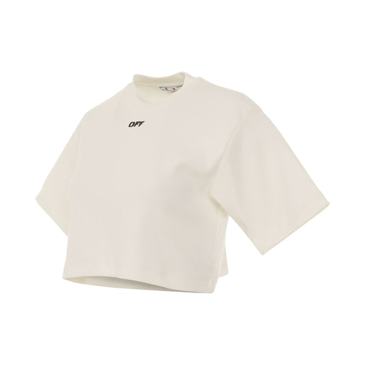 Off Stamp Ribbed Basic T-Shirt in White/Black