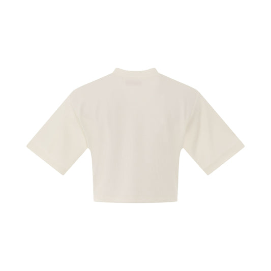 Off Stamp Ribbed Basic T-Shirt in White/Black