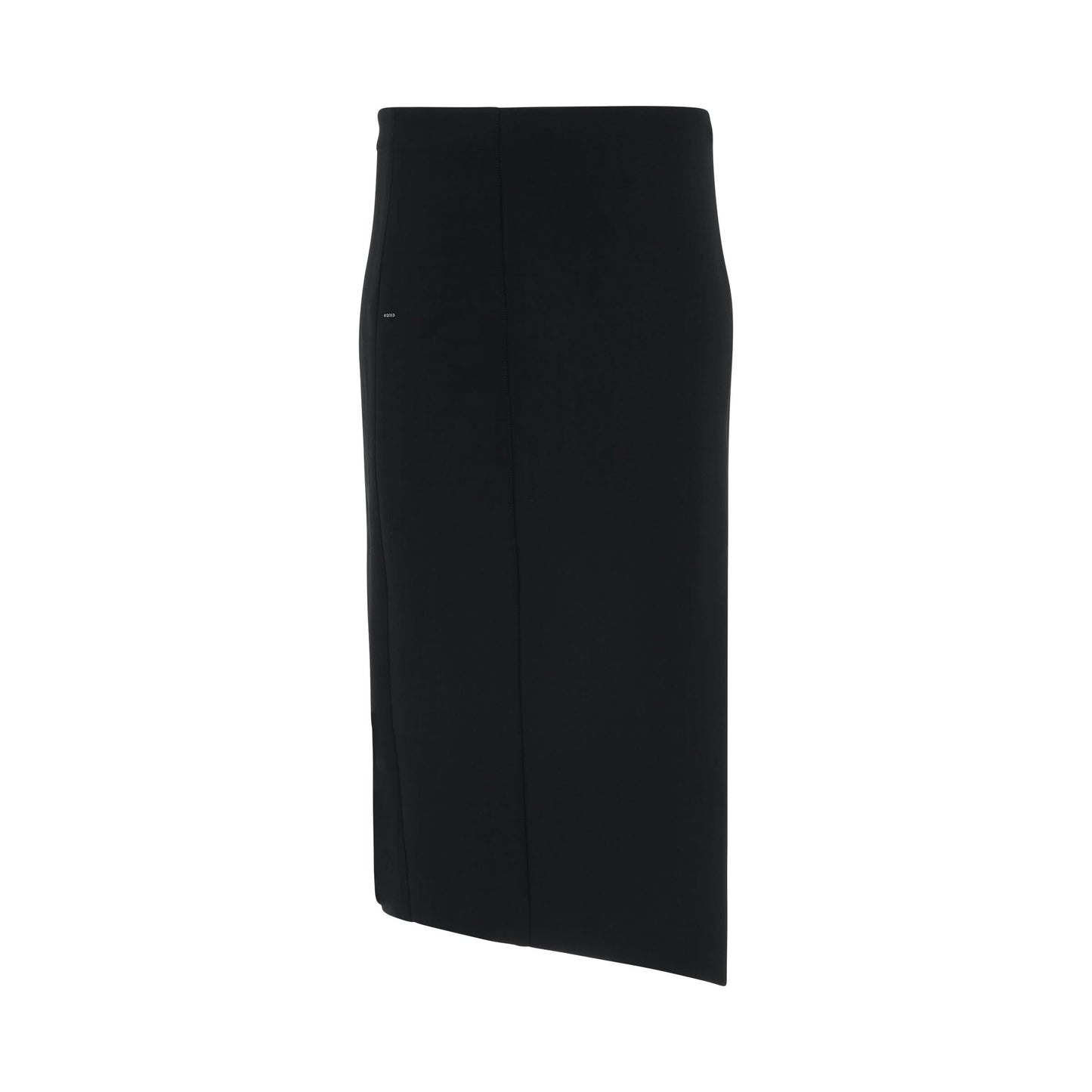 Light Wool Belt Midi Skirt in Black