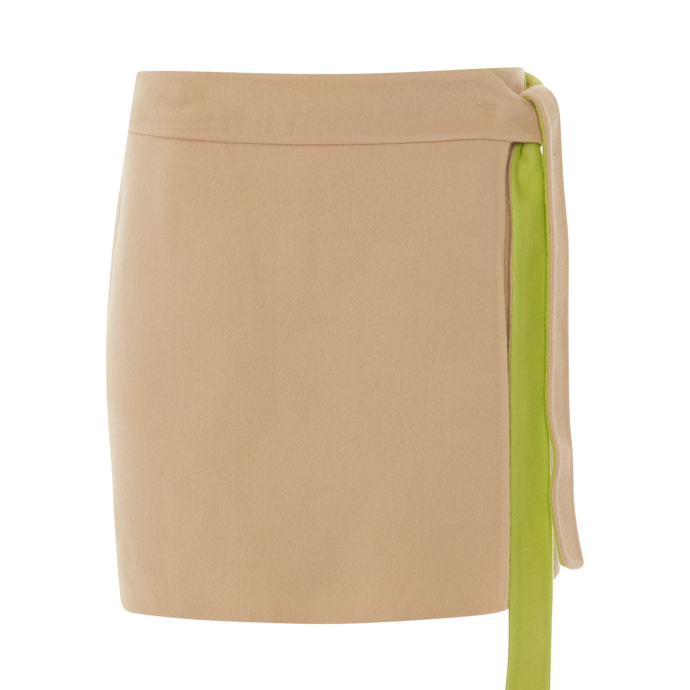 Double Wo Belt Mini Skirt in Camel/Yellow