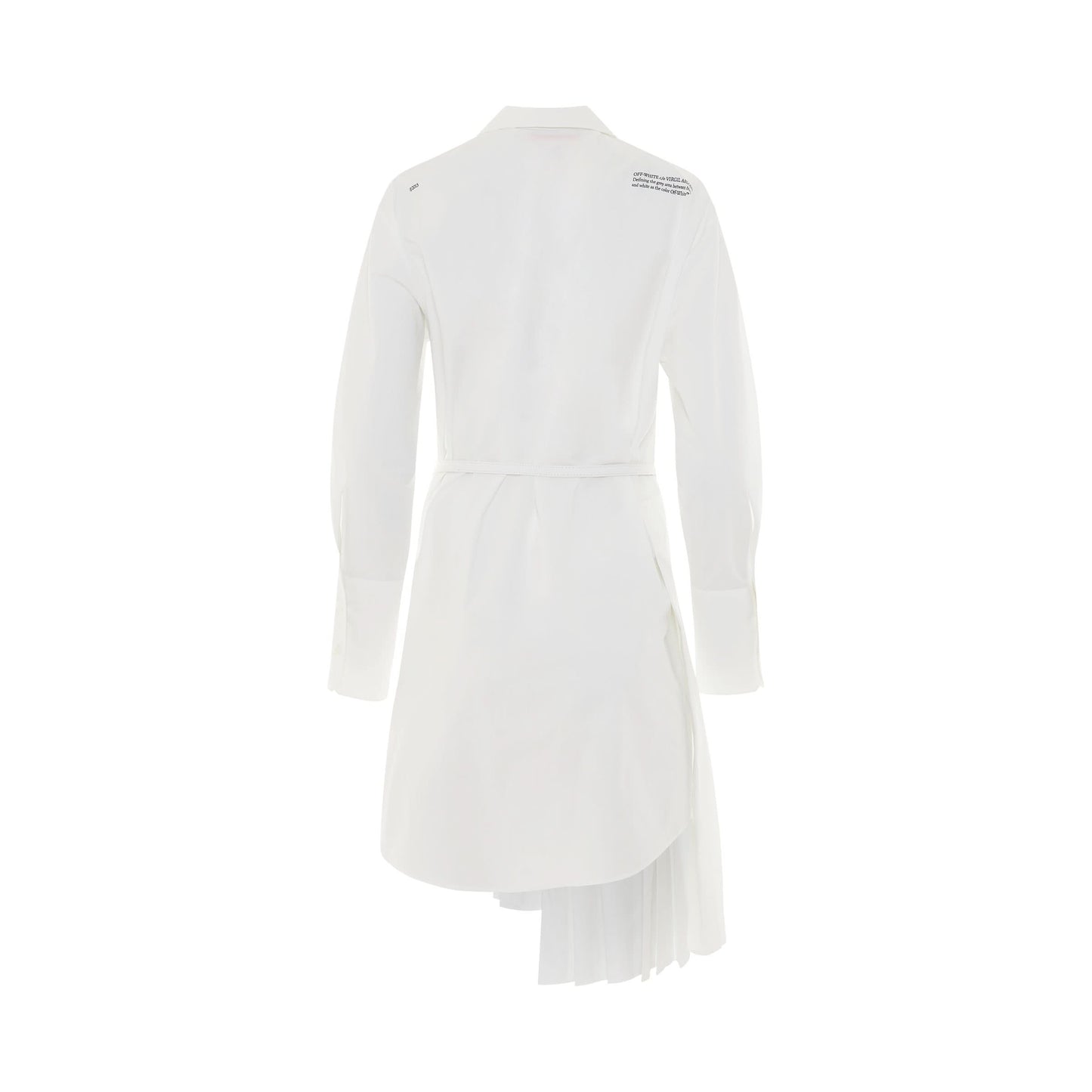 Corporate Plisse Shirt Dress in White/Black