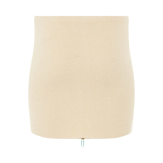 Micro Boucle Mini Skirt in White