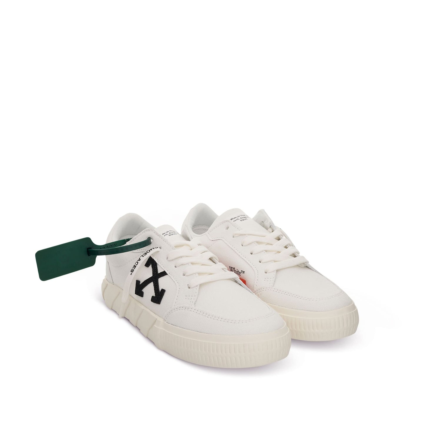 Low Vulcanized Canvas Sneakers in White 
Black Colour