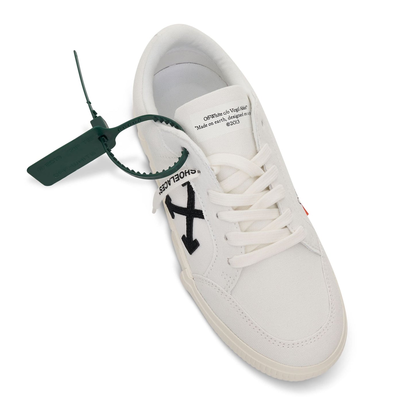 Low Vulcanized Canvas Sneakers in White 
Black Colour