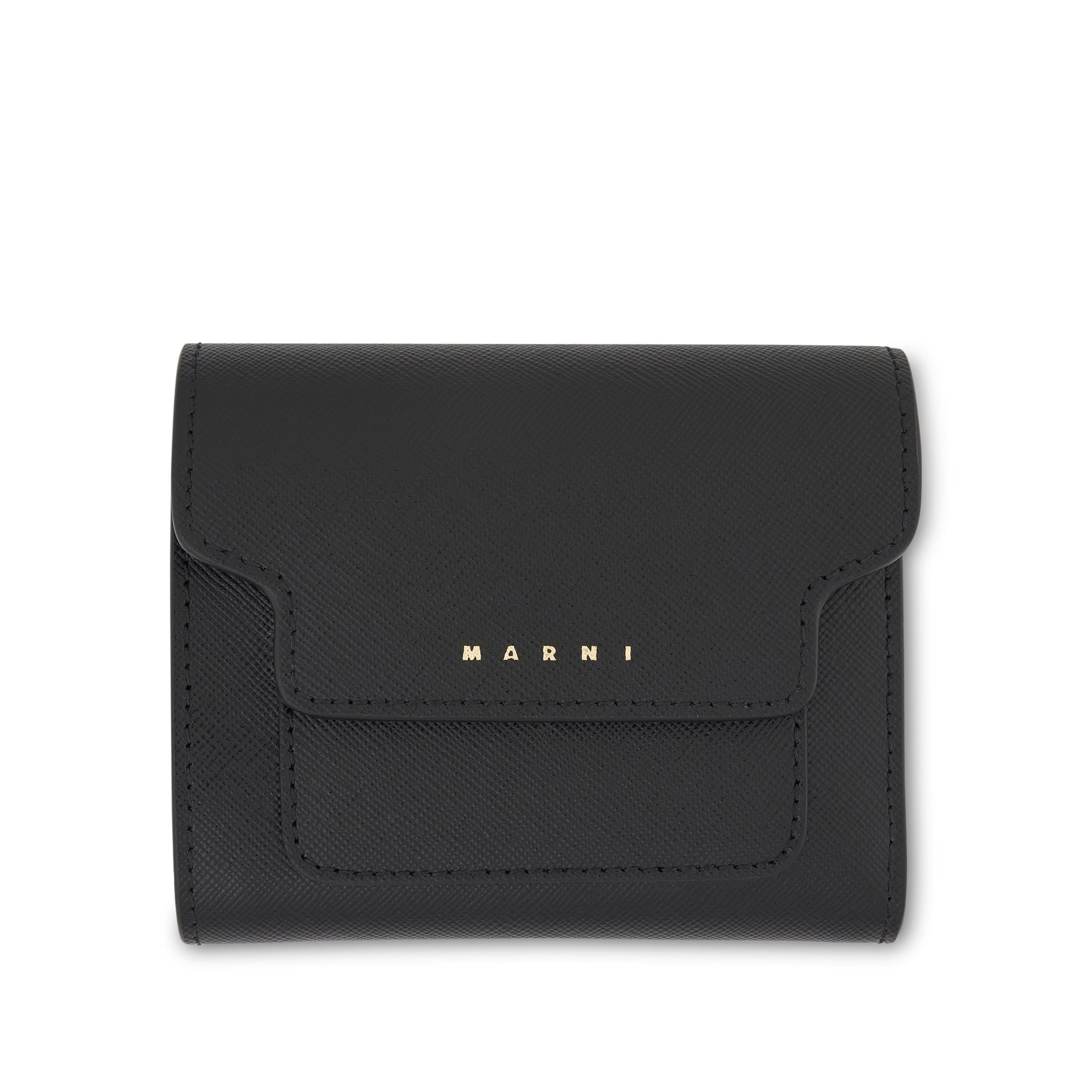 Logo Squared Flap Wallet in Black