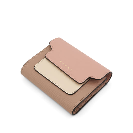 Logo Squared Flap Wallet in Camellia/Talc