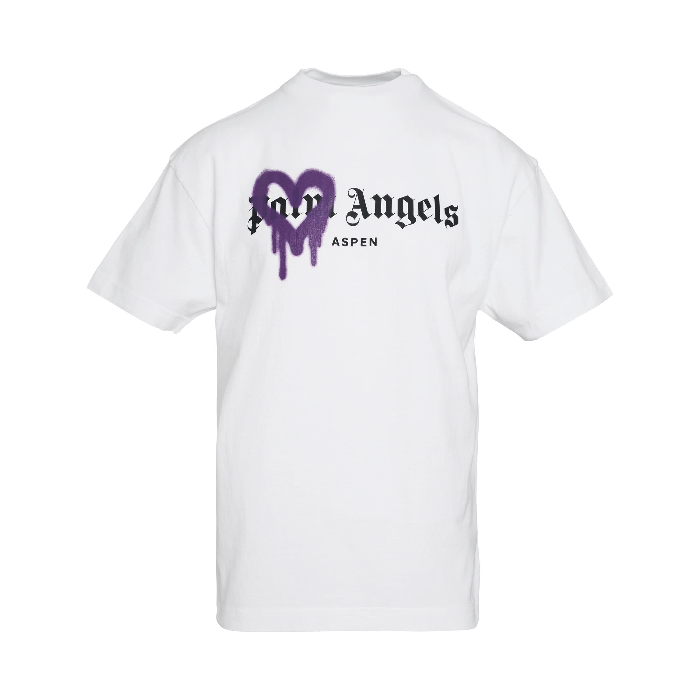 Aspen Heart Sprayed T-Shirt in White/Purple