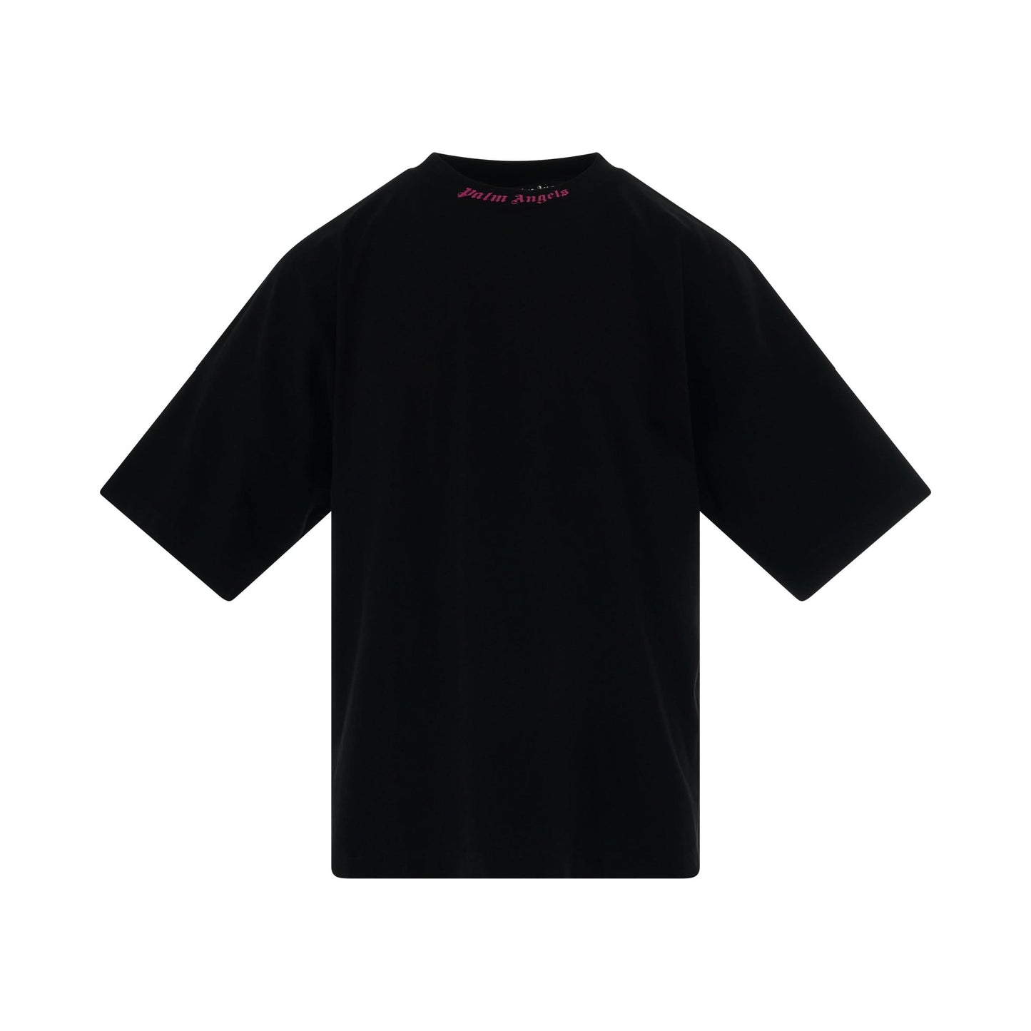 Doubled Logo Over T-Shirt in Black/Fuschia