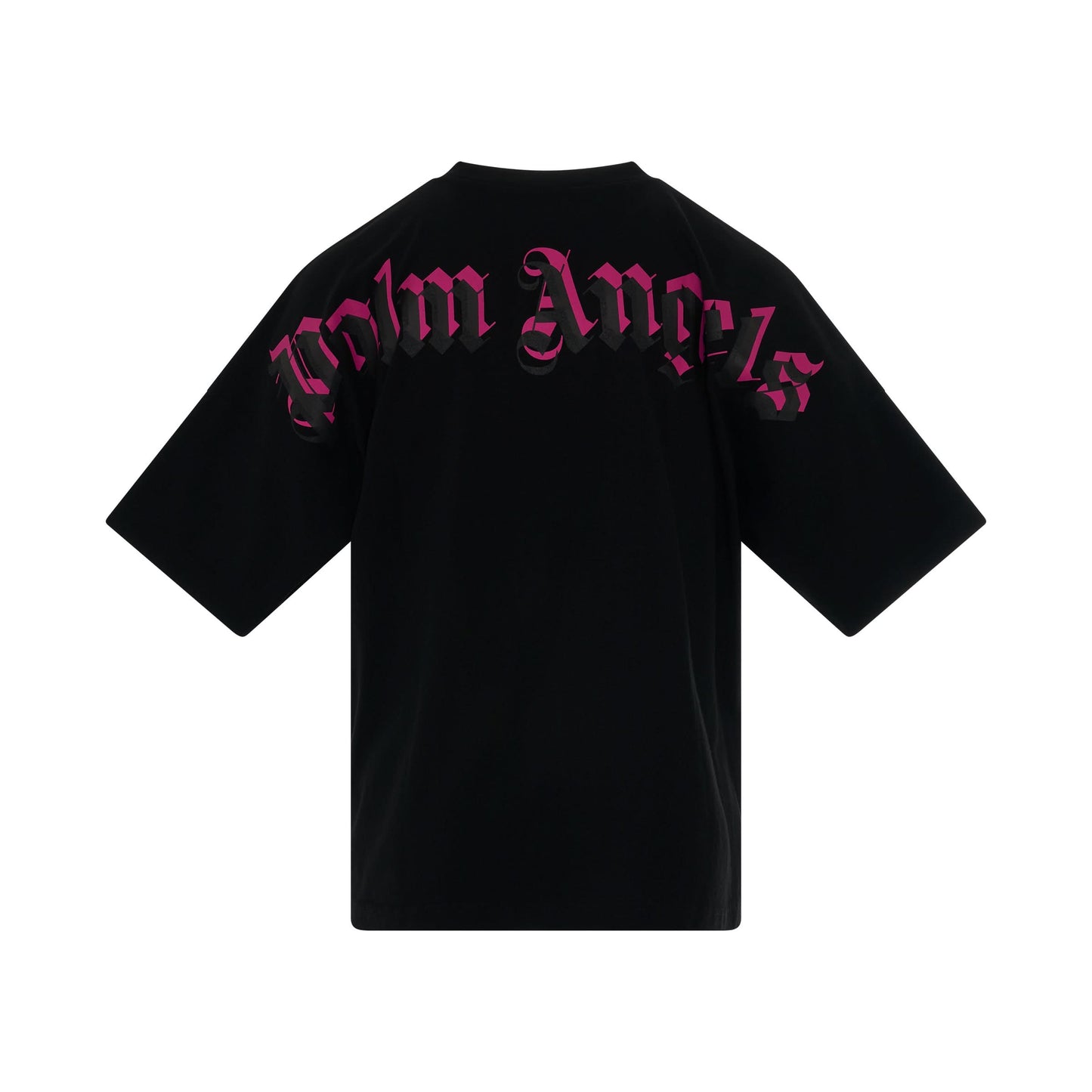 Doubled Logo Over T-Shirt in Black/Fuschia