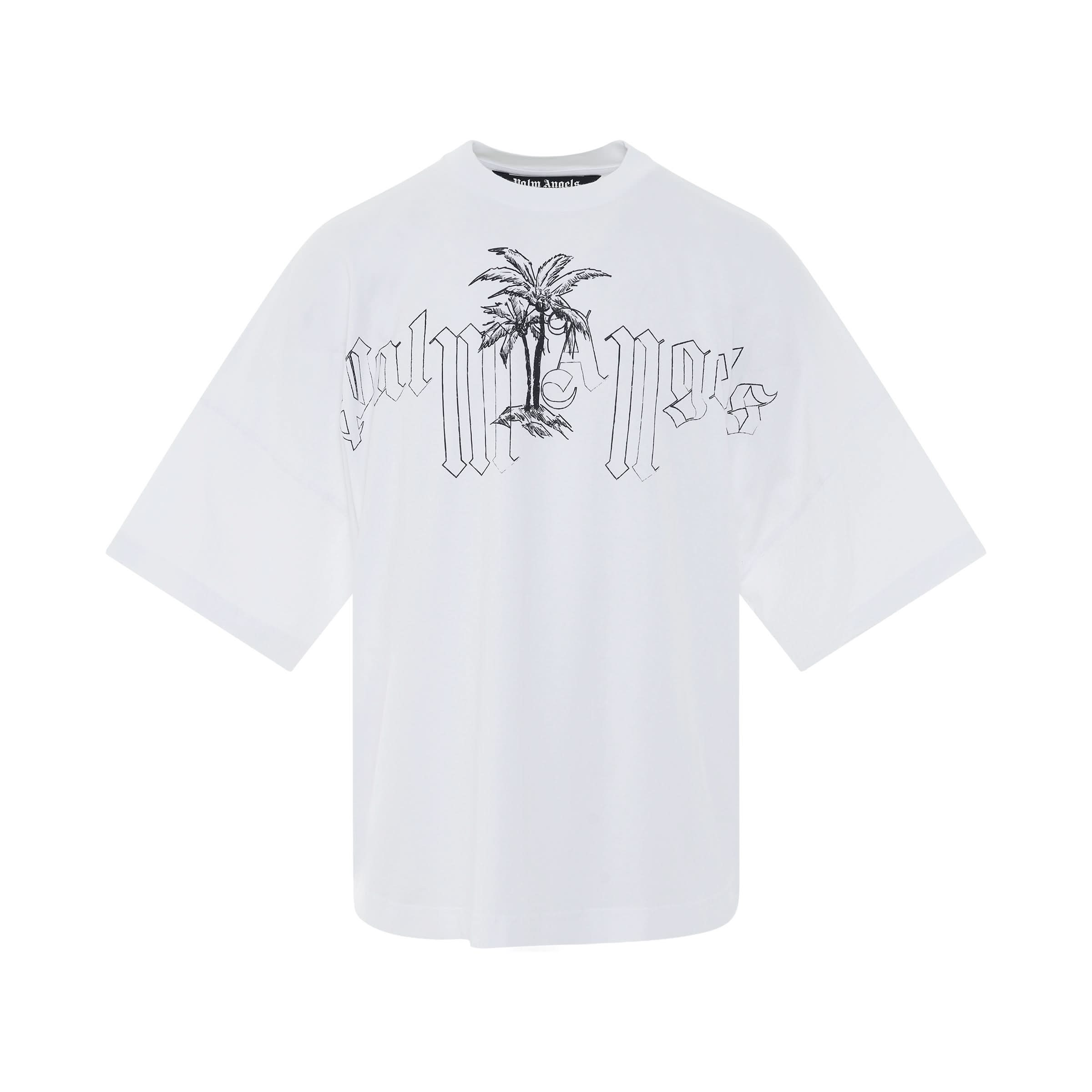 Seasonal Logo Over T-Shirt in White/Black