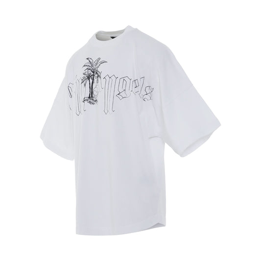 Seasonal Logo Over T-Shirt in White/Black