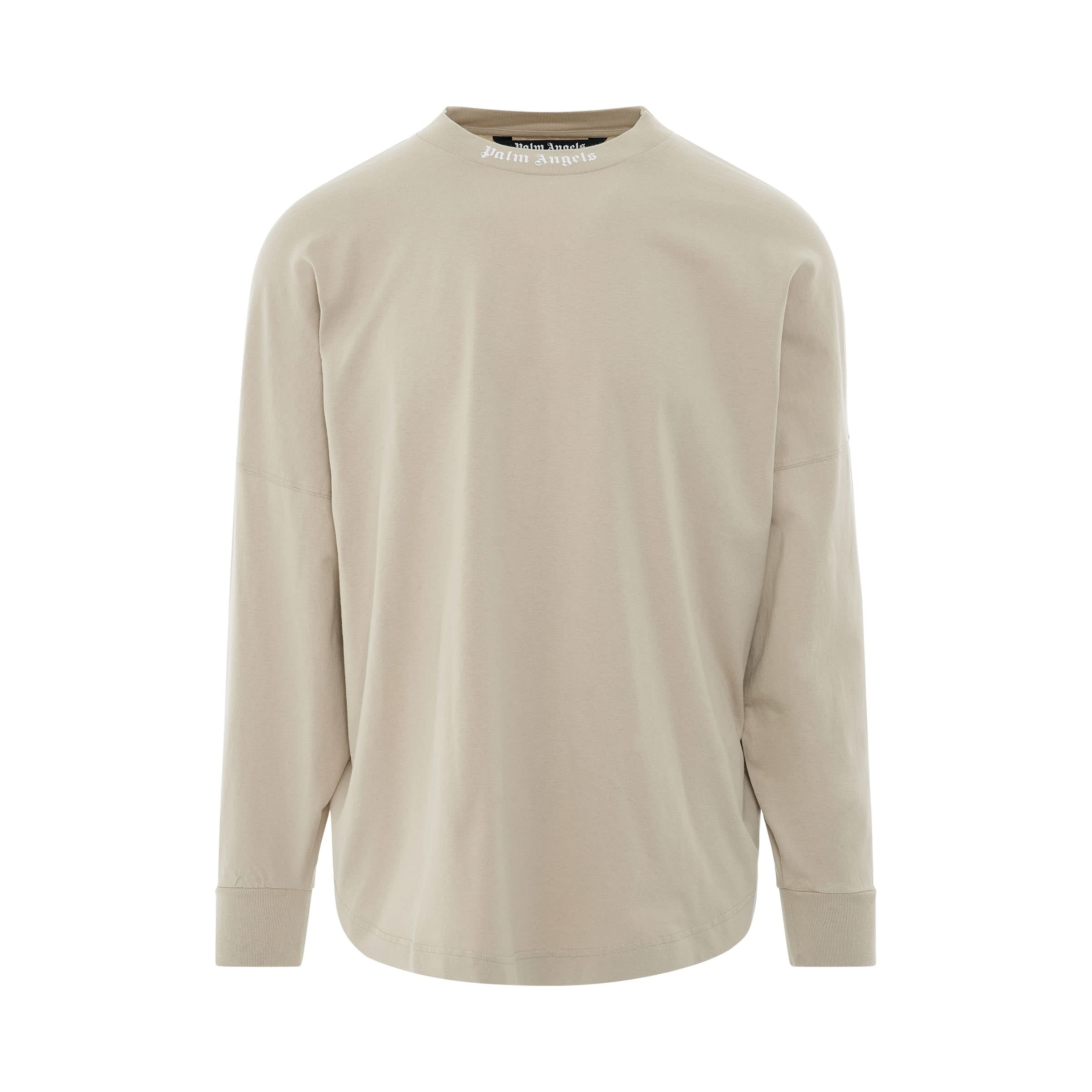 Classic Logo Oversize Long Sleeve T-Shirt in Beige/White