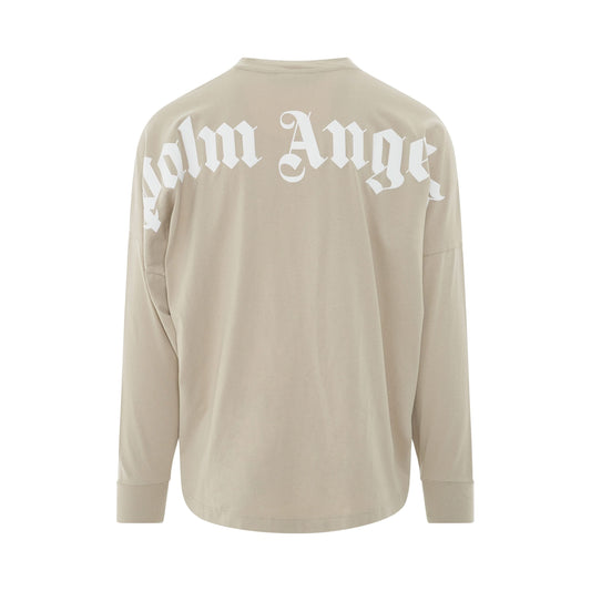 Classic Logo Oversize Long Sleeve T-Shirt in Beige/White