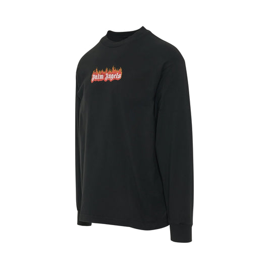 Burning Logo Classic Long Sleeve T-Shirt in Black/White