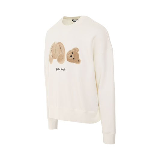 PA Bear Crew Neck Sweatshirt in Off White/Brown