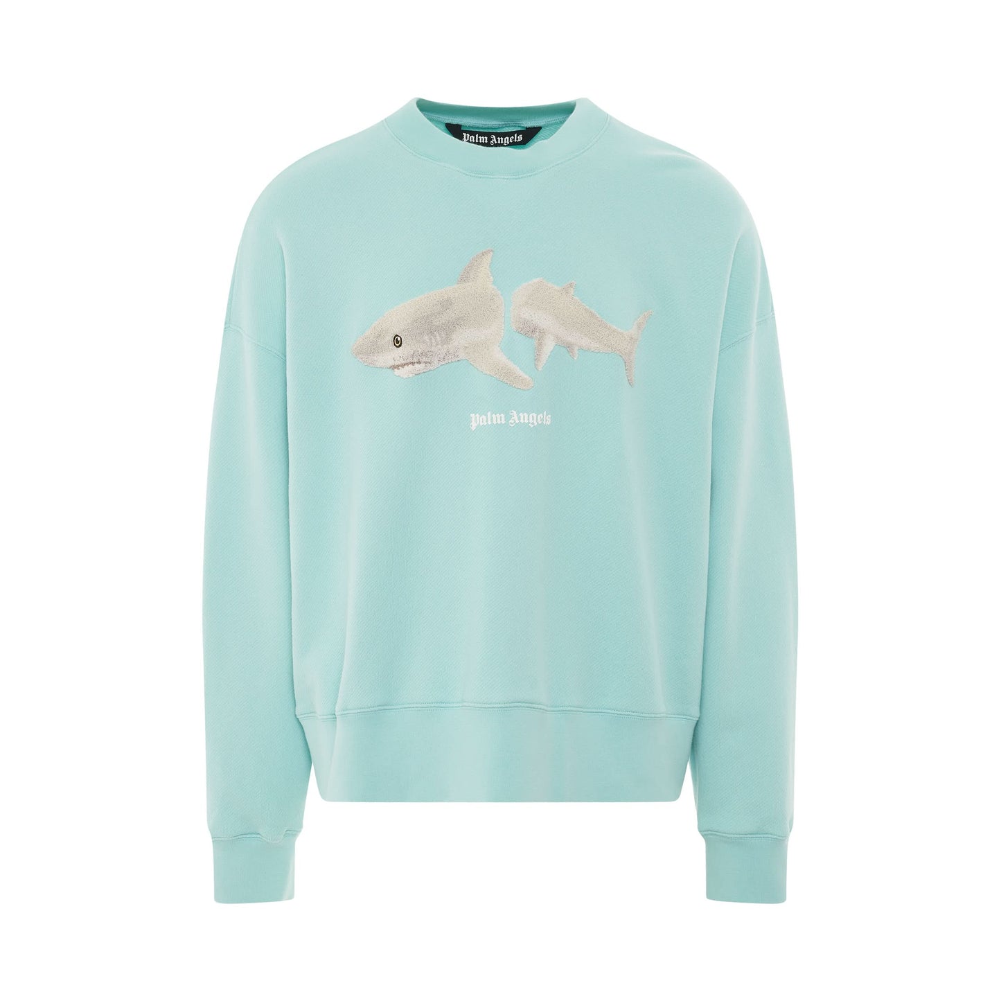 Shark Crewneck Sweatshirt in Light Blue/White