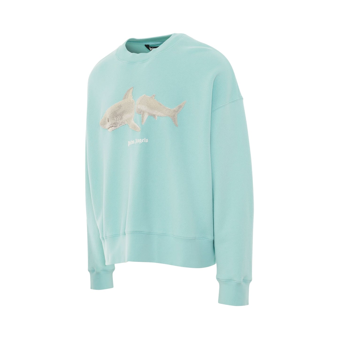 Shark Crewneck Sweatshirt in Light Blue/White