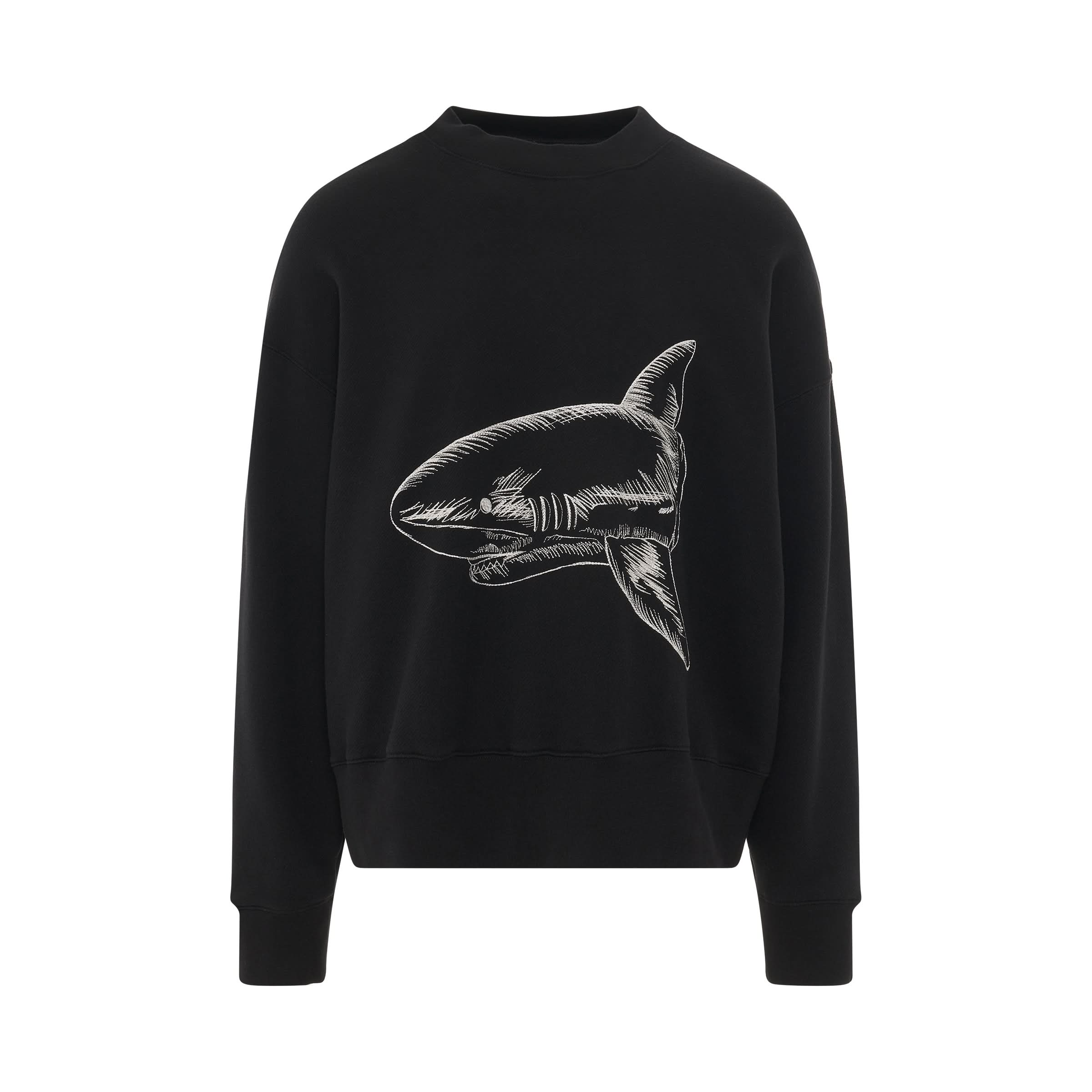 Split Shark Crewneck in Black/Off White