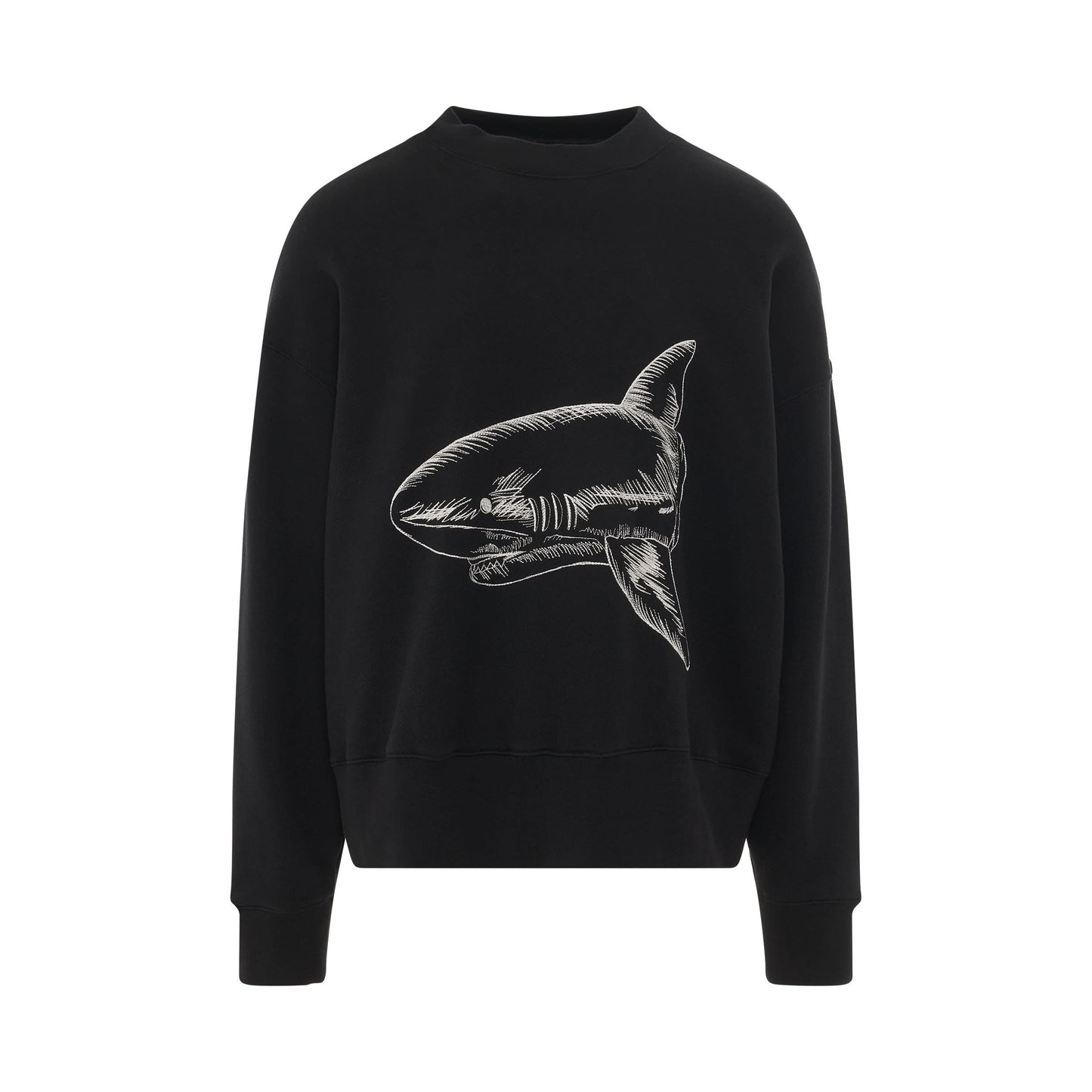 Split Shark Crewneck in Black/Off White