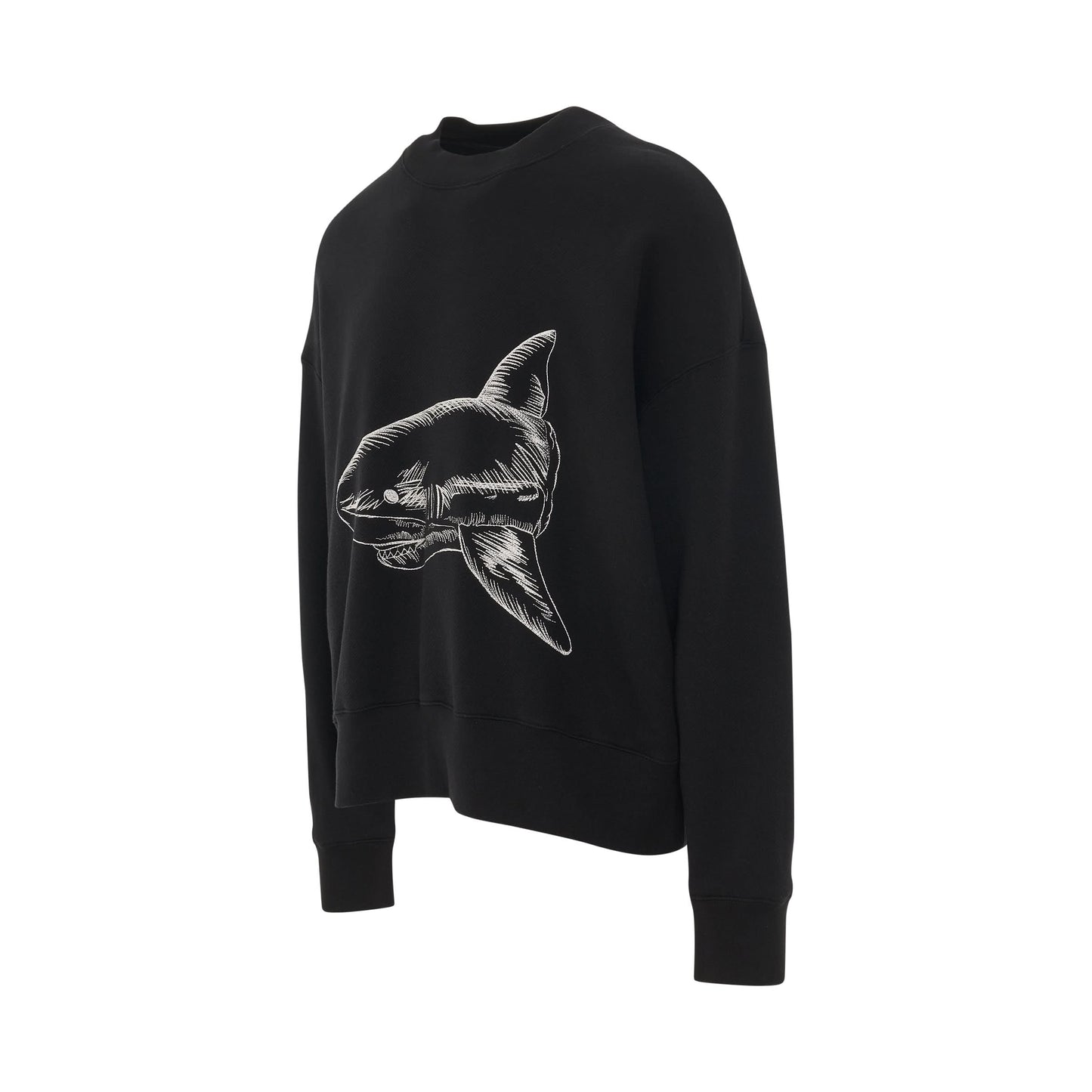 Split Shark Crewneck in Black/Off White