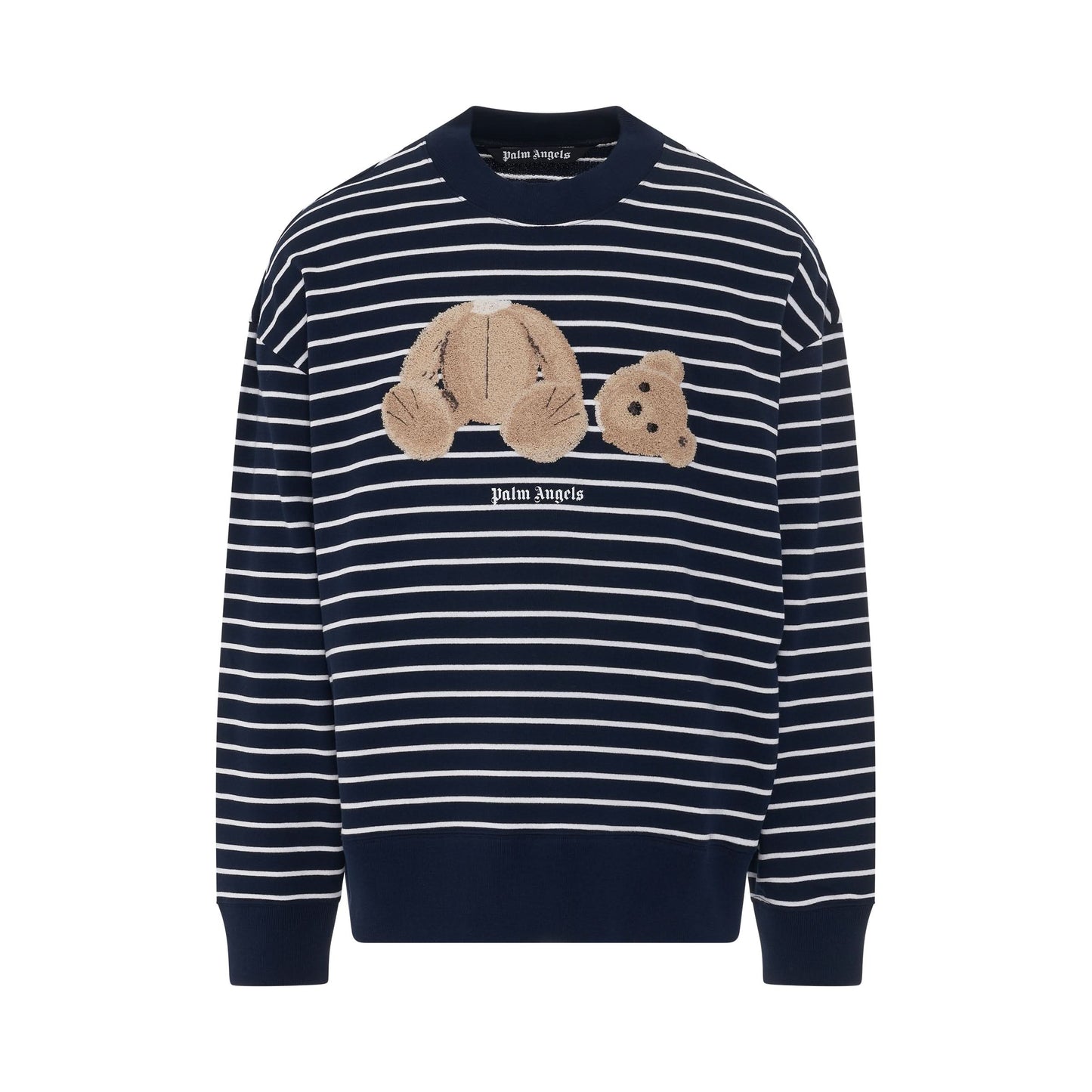 Bear Stripes Crew Jumper in Navy Blue