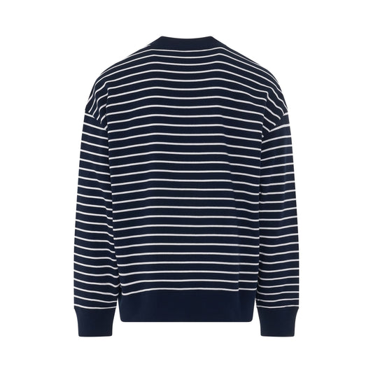 Bear Stripes Crew Jumper in Navy Blue