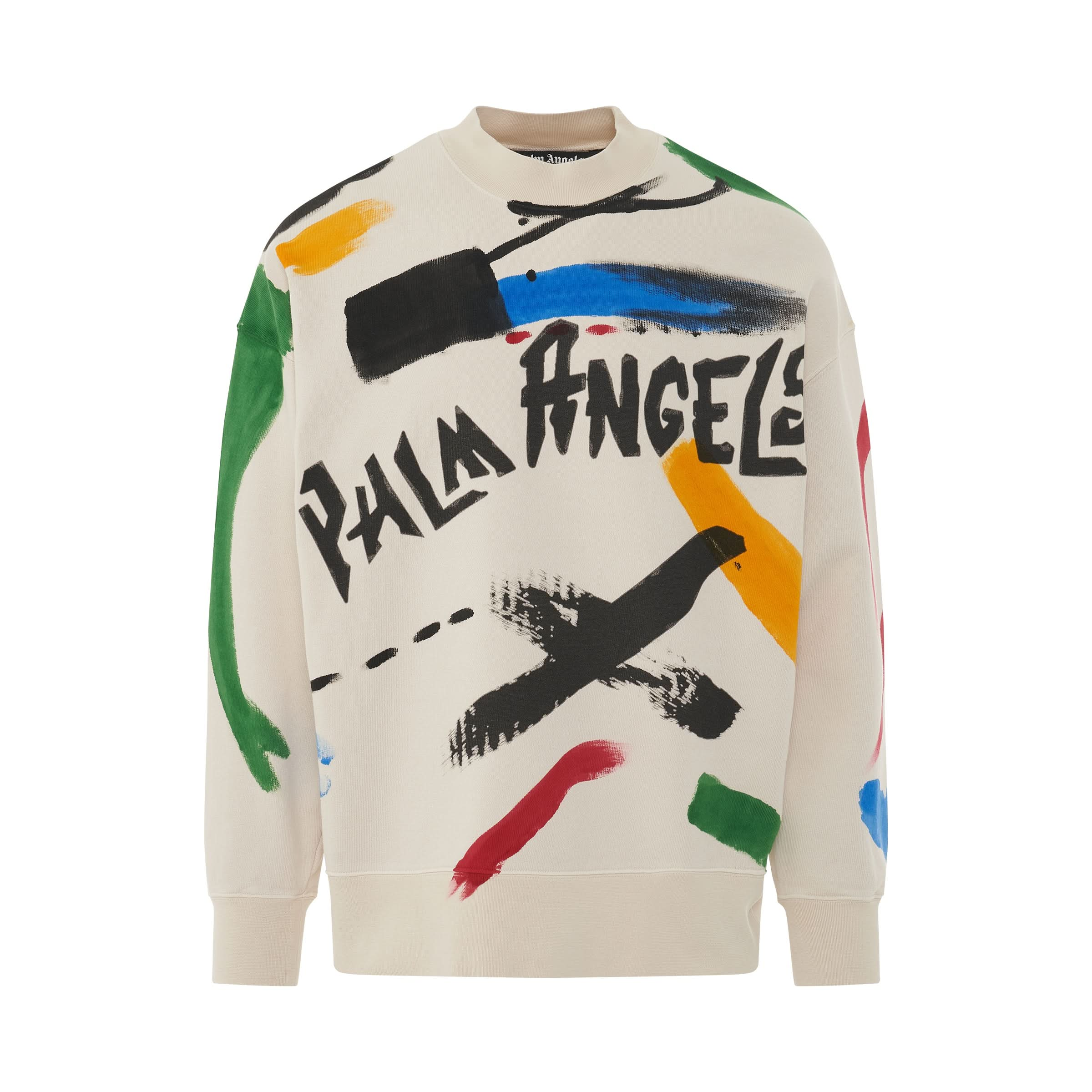 Brush Strokes Crewneck in Off White/Black