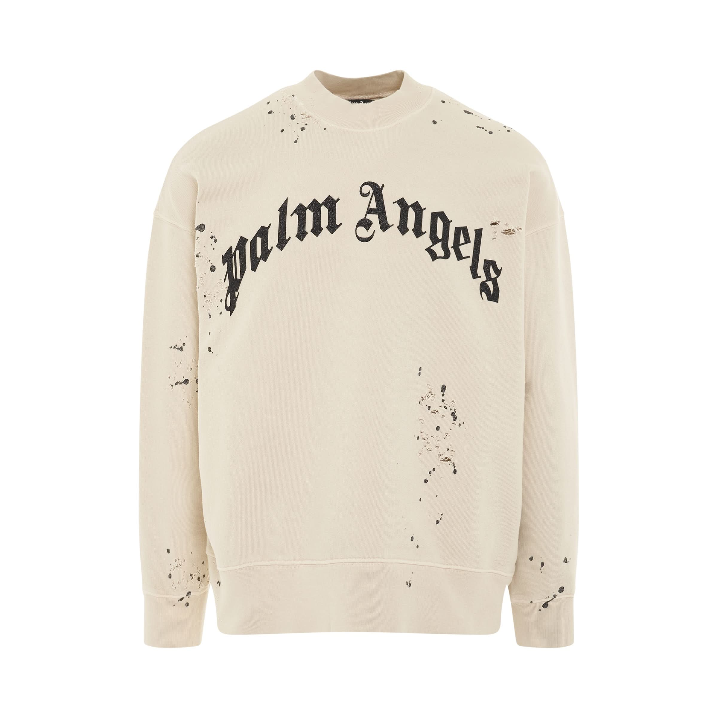 GD Glittered Logo Crewneck in Off White/Black