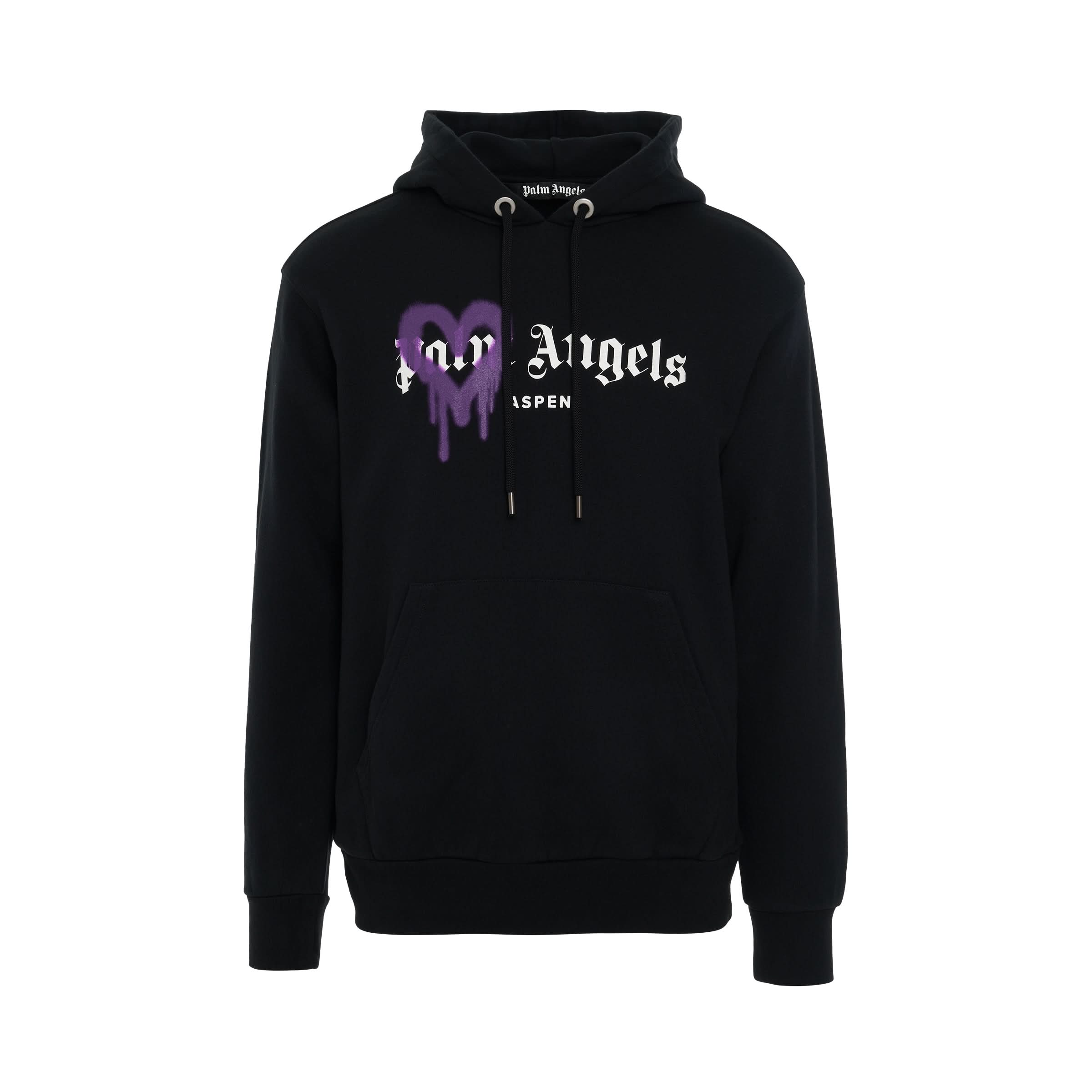 Aspen Heart Sprayed Hoodie in Black