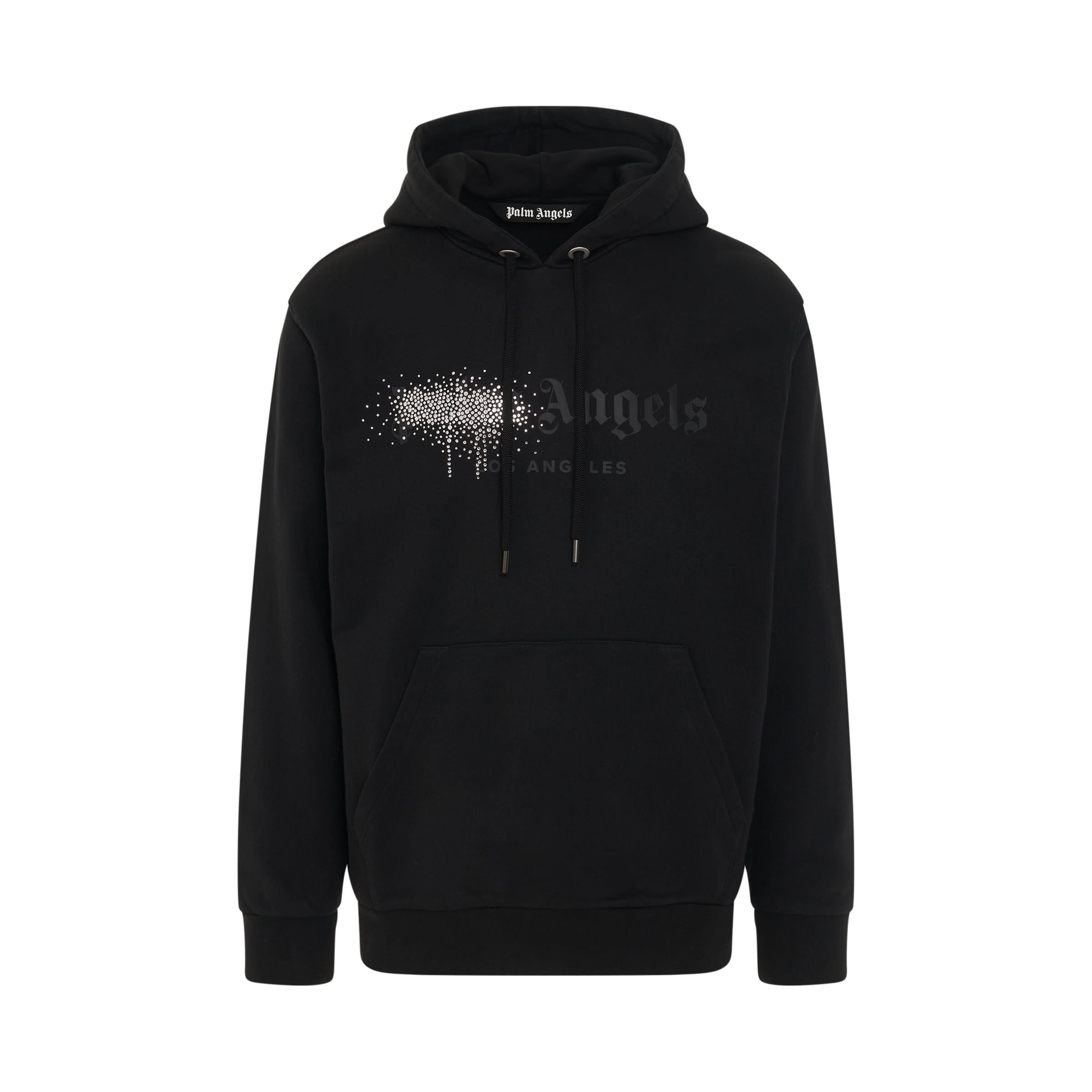 Rhinestone Sprayed Hoodie in Black