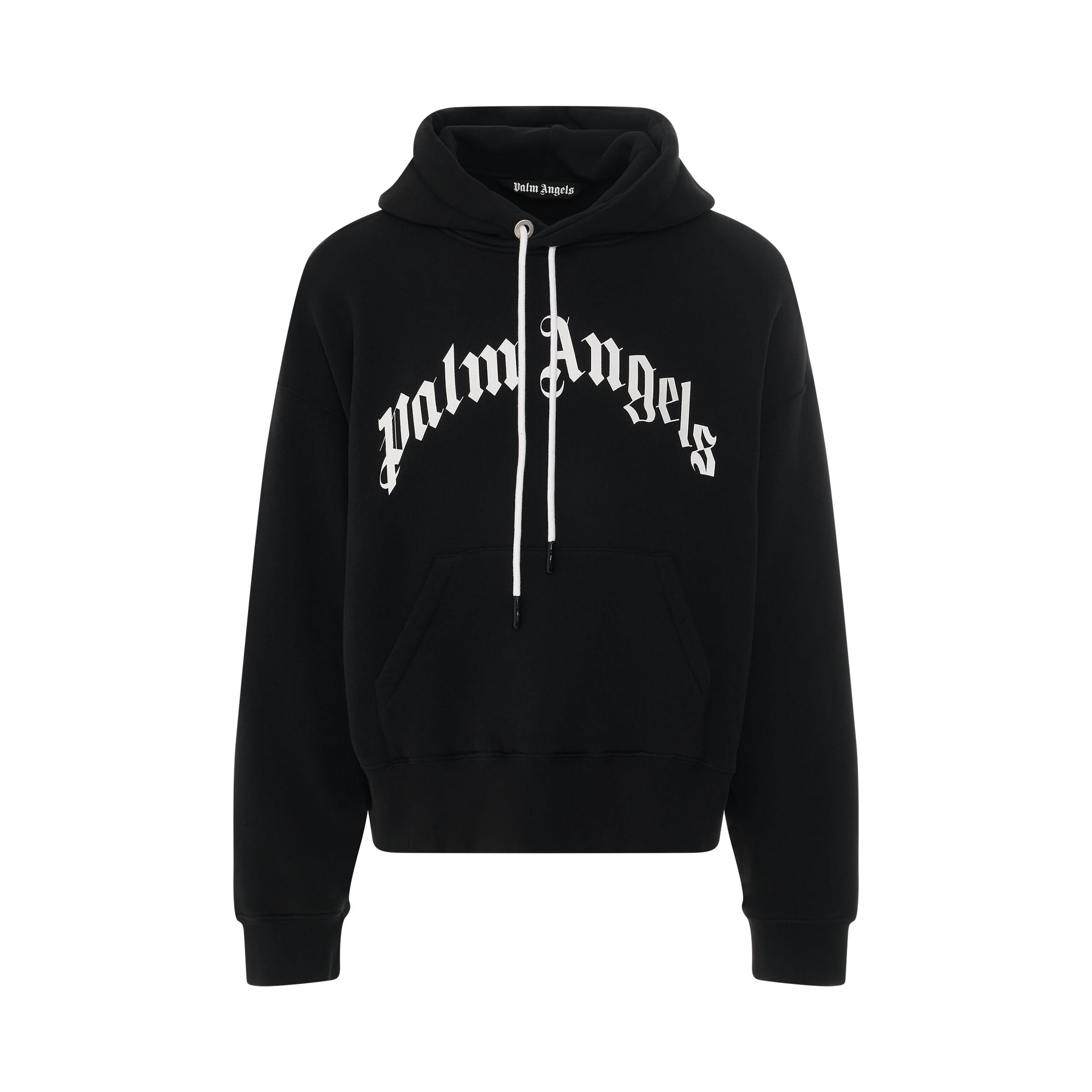 Curved Logo Hoodie in Black/White