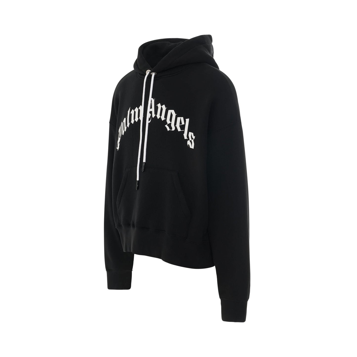 Curved Logo Hoodie in Black/White