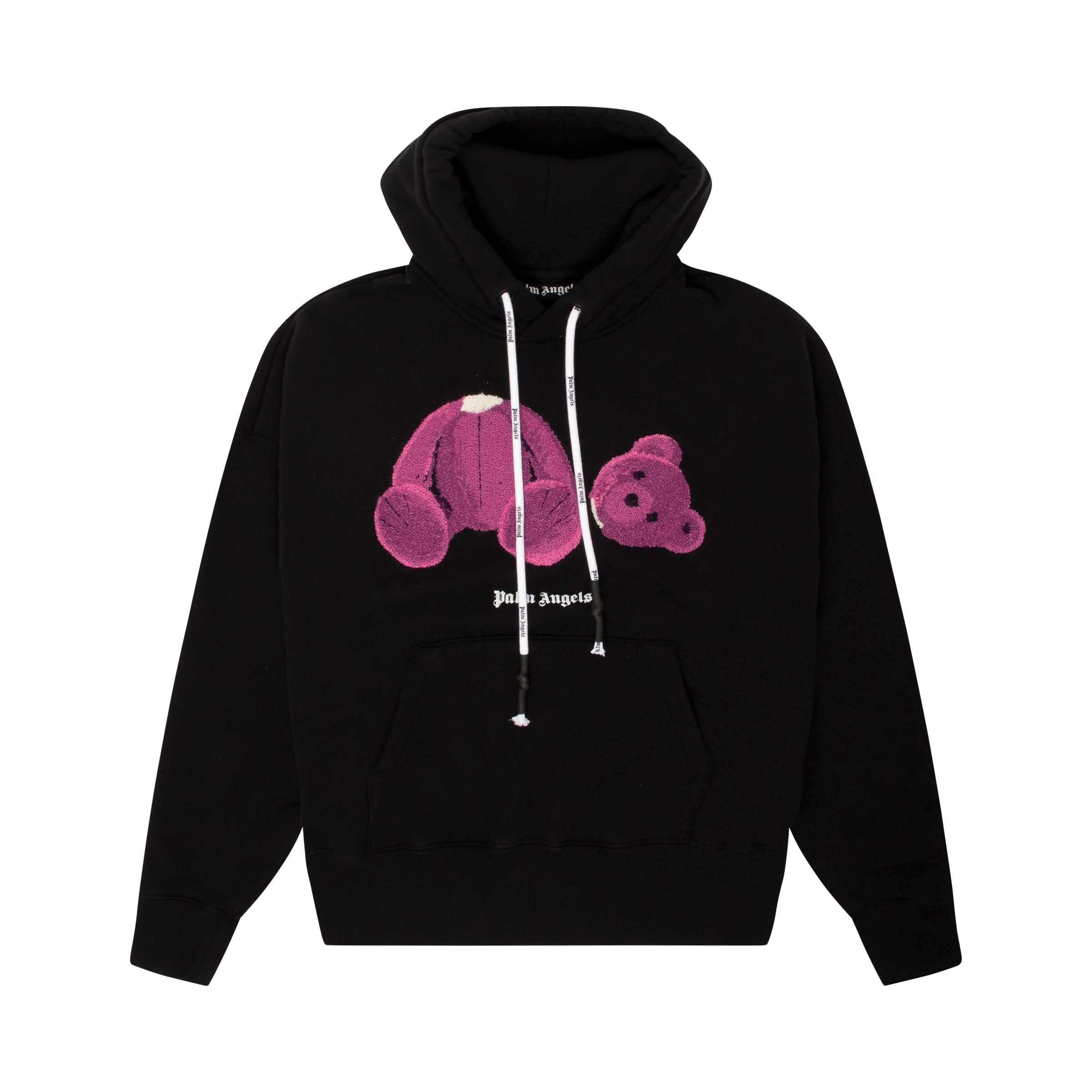 Bear Hoodie in Black/Fuchsia