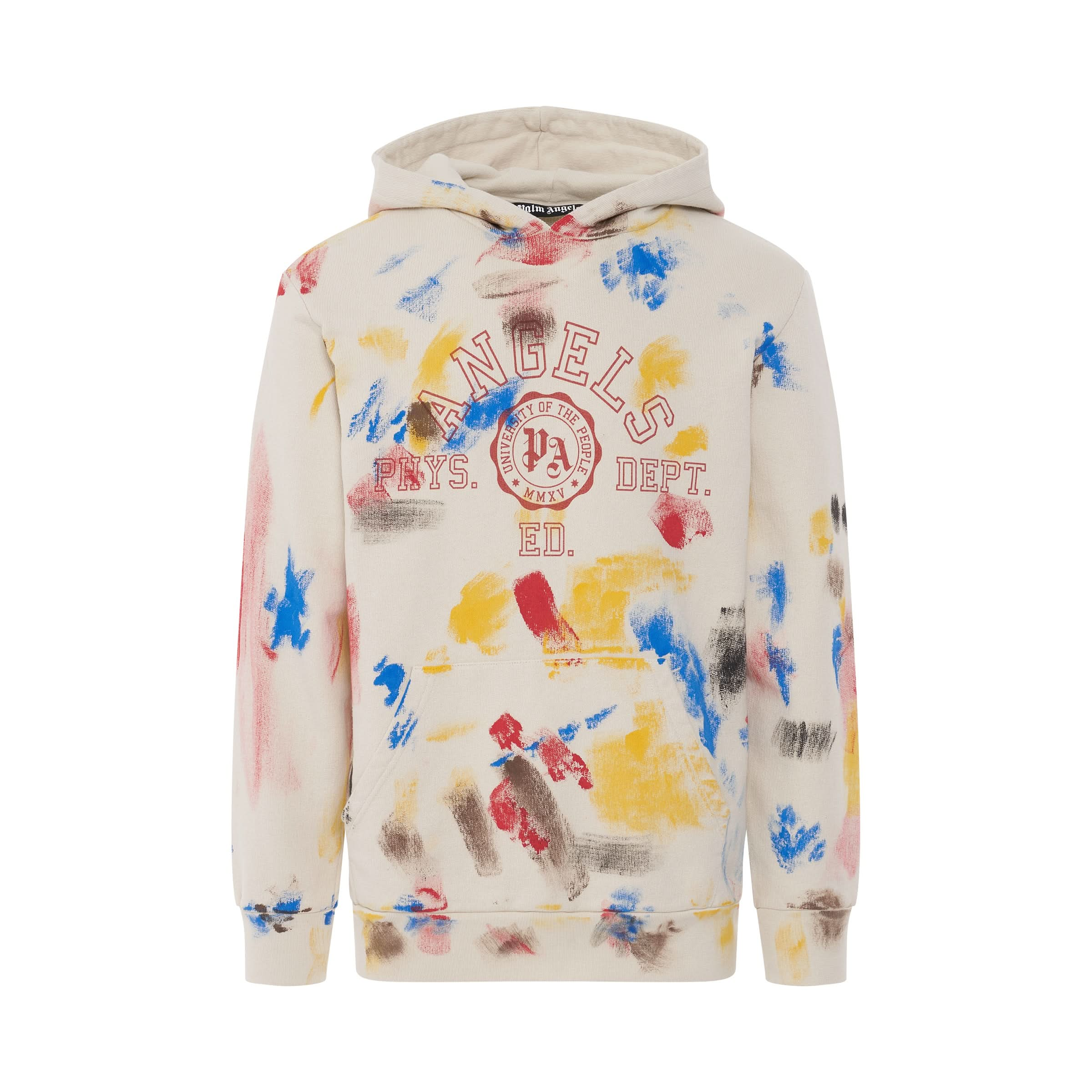 Painted College Hoodie in Off White