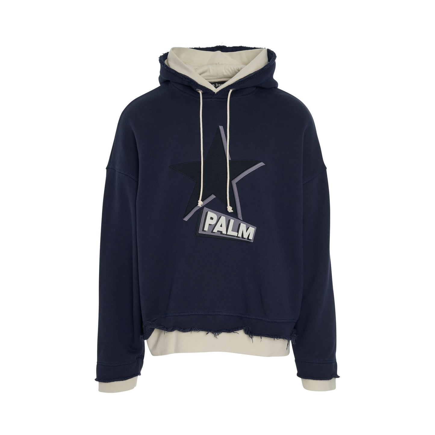 Double Layer Rockstar Hoodie in Navy Blue