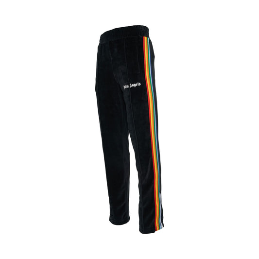 Rainbow Chenille Track Pants in Black