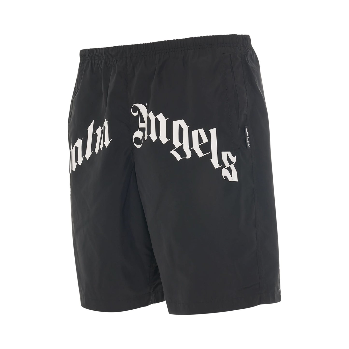 Curved Logo Swin Short in Black/White