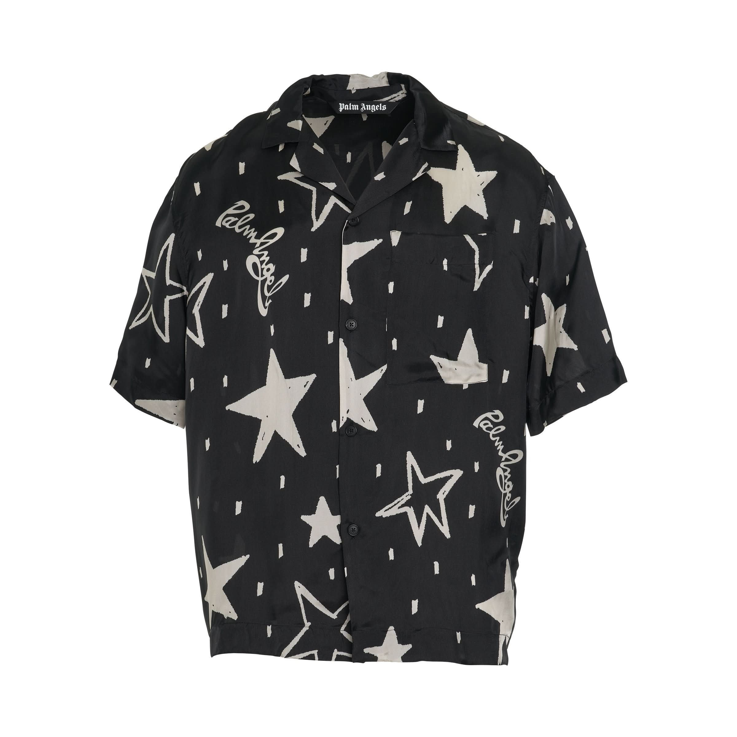 Night Sky Bowling Shirt in Black