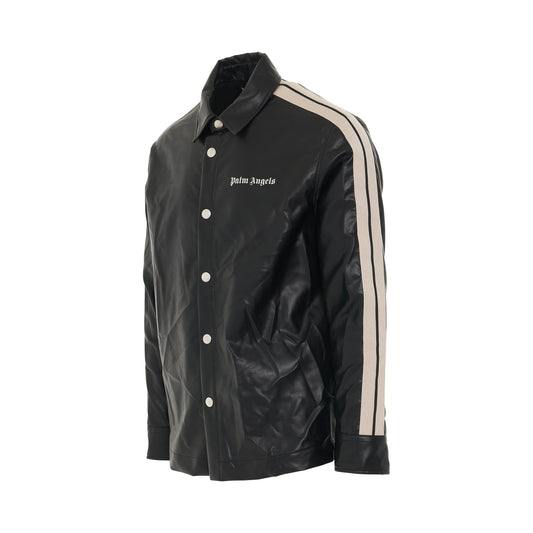 Leather Track Shirt in Black/White