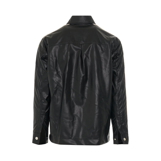 Leather Track Shirt in Black/White