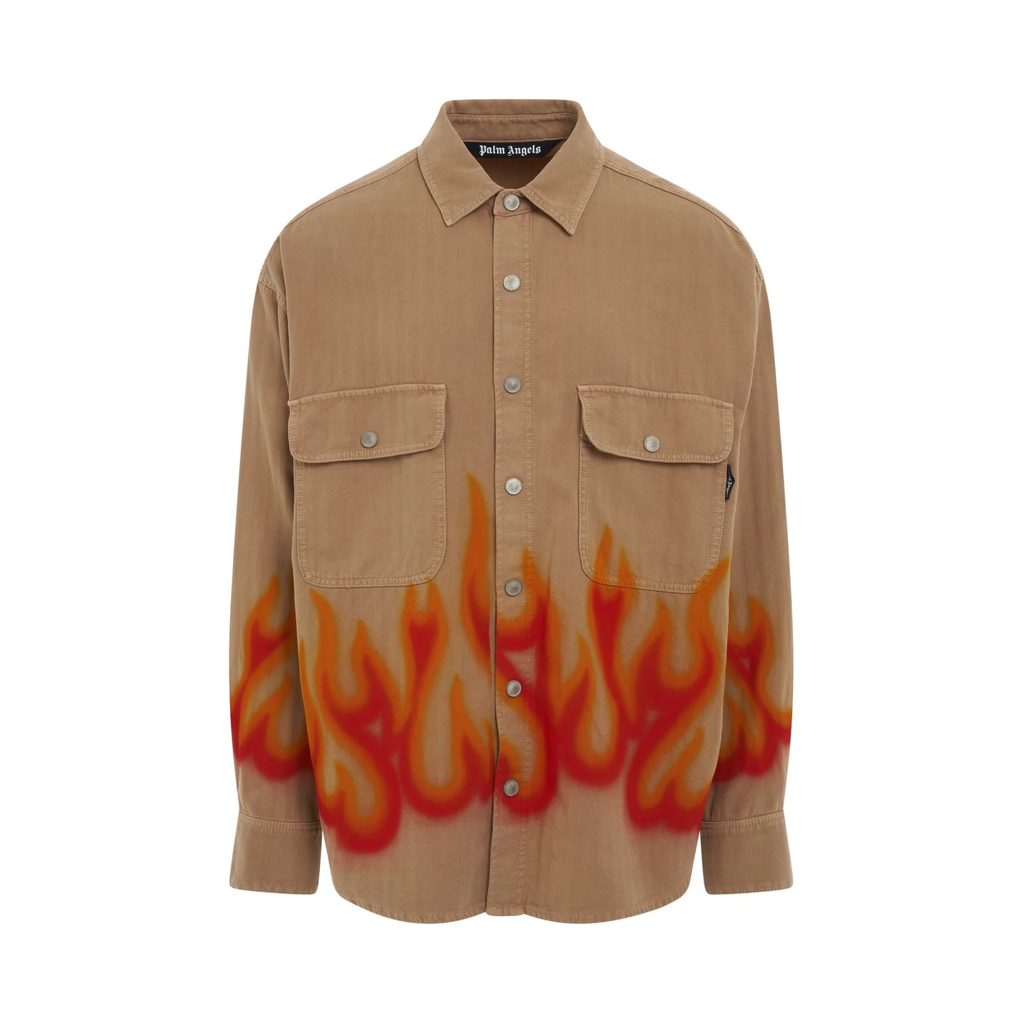 Burning Herringbone Shirt in Beige/Red