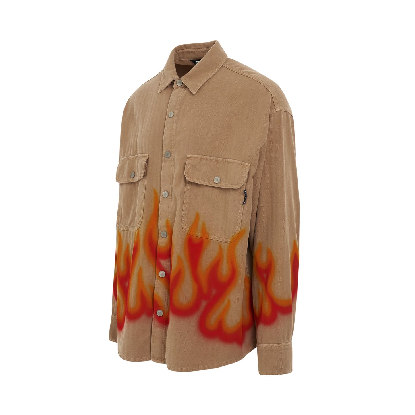 Burning Herringbone Shirt in Beige/Red