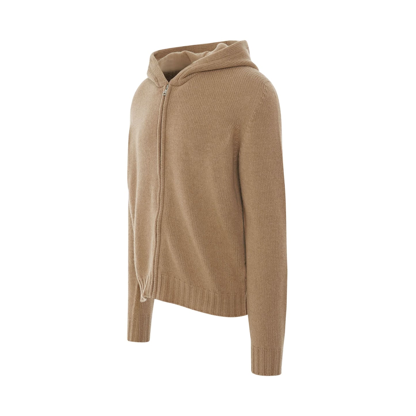 Curved Logo Zipped Sweater in Beige/White