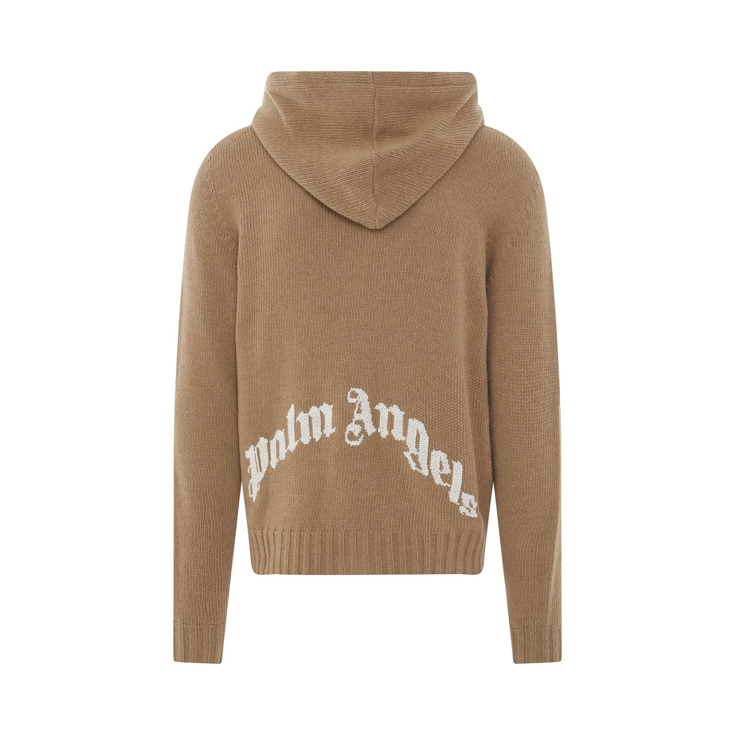 Curved Logo Zipped Sweater in Beige/White