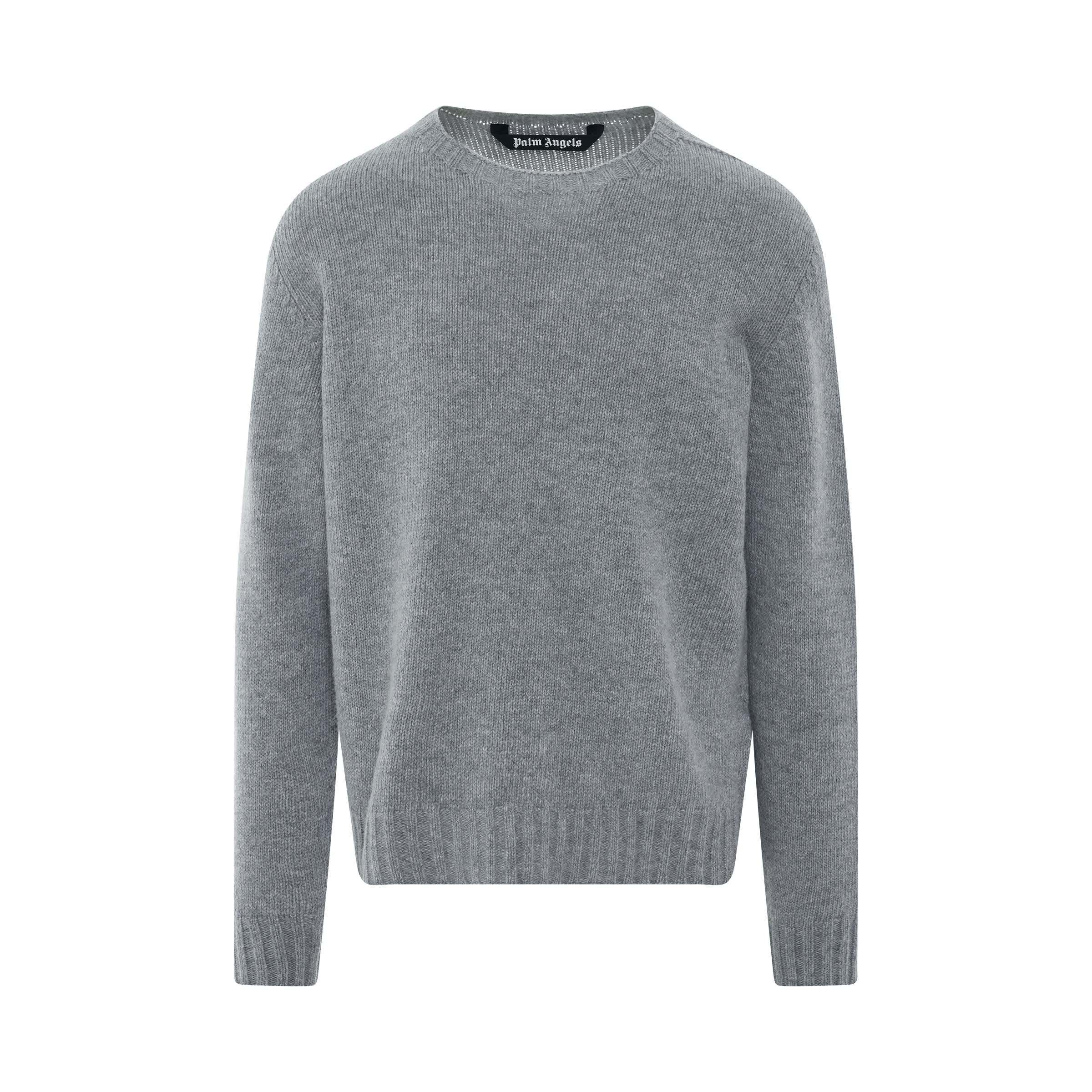 Curved Logo Sweater in Melange Grey/White