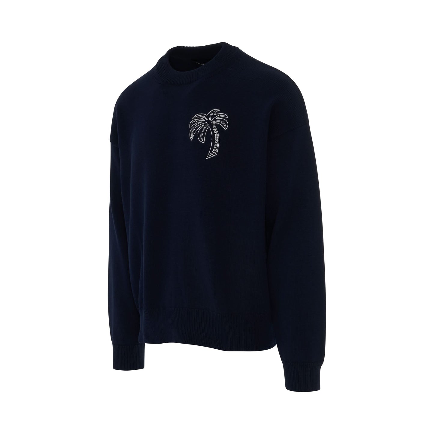 Embroidered Palm Sweater in Black/White