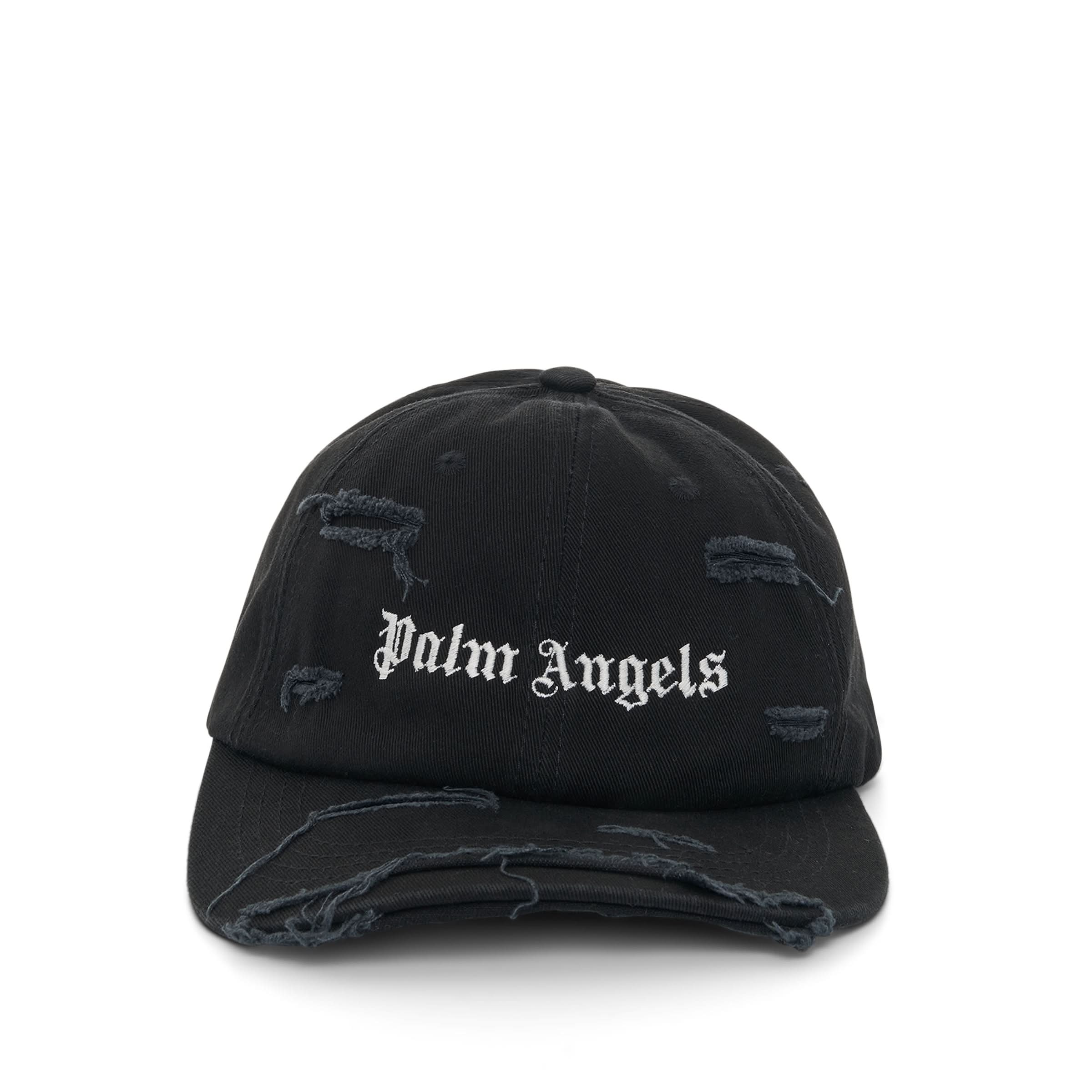 Ripped Logo Cap in Black/White